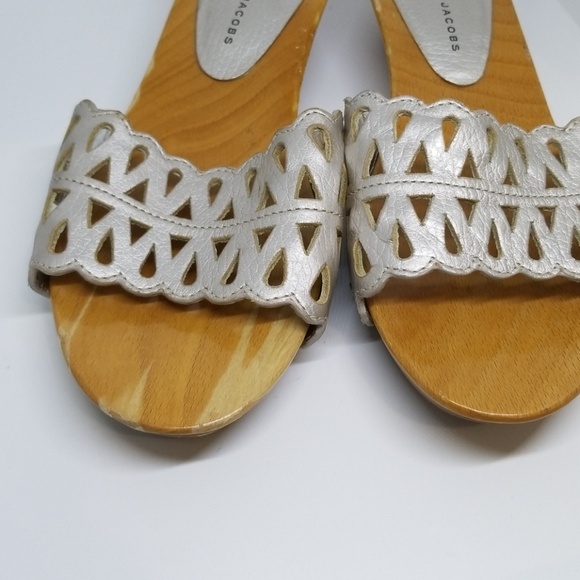 Marc Jacobs silver pear cut out sandal slide 38 - Picture 5 of 5